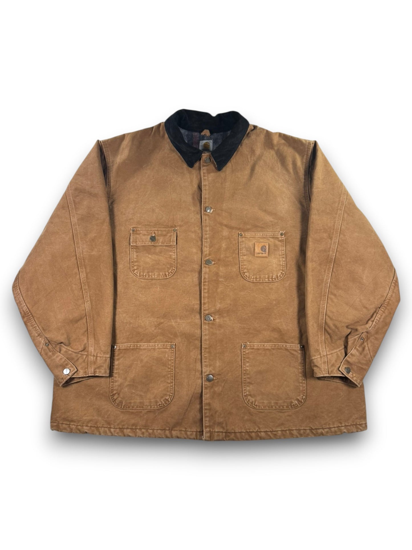 Vintage Carhartt C02 BRN Blanket Lined Chore Coat Jacket Mens Brown Sz. 4XL Tall