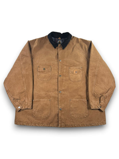 Vintage Carhartt C02 BRN Blanket Lined Chore Coat Jacket Mens Brown Sz. 4XL Tall