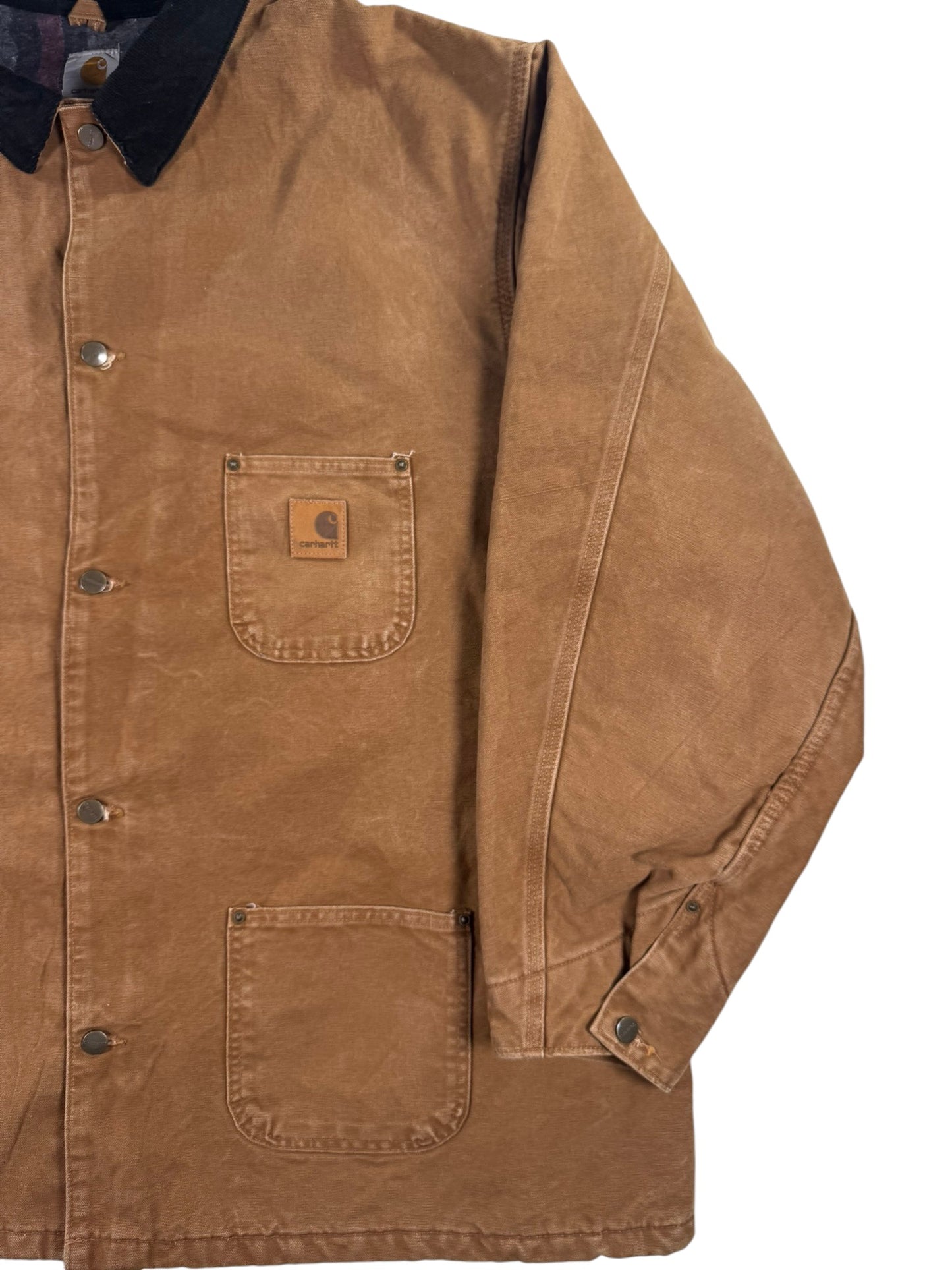 Vintage Carhartt C02 BRN Blanket Lined Chore Coat Jacket Mens Brown Sz. 4XL Tall