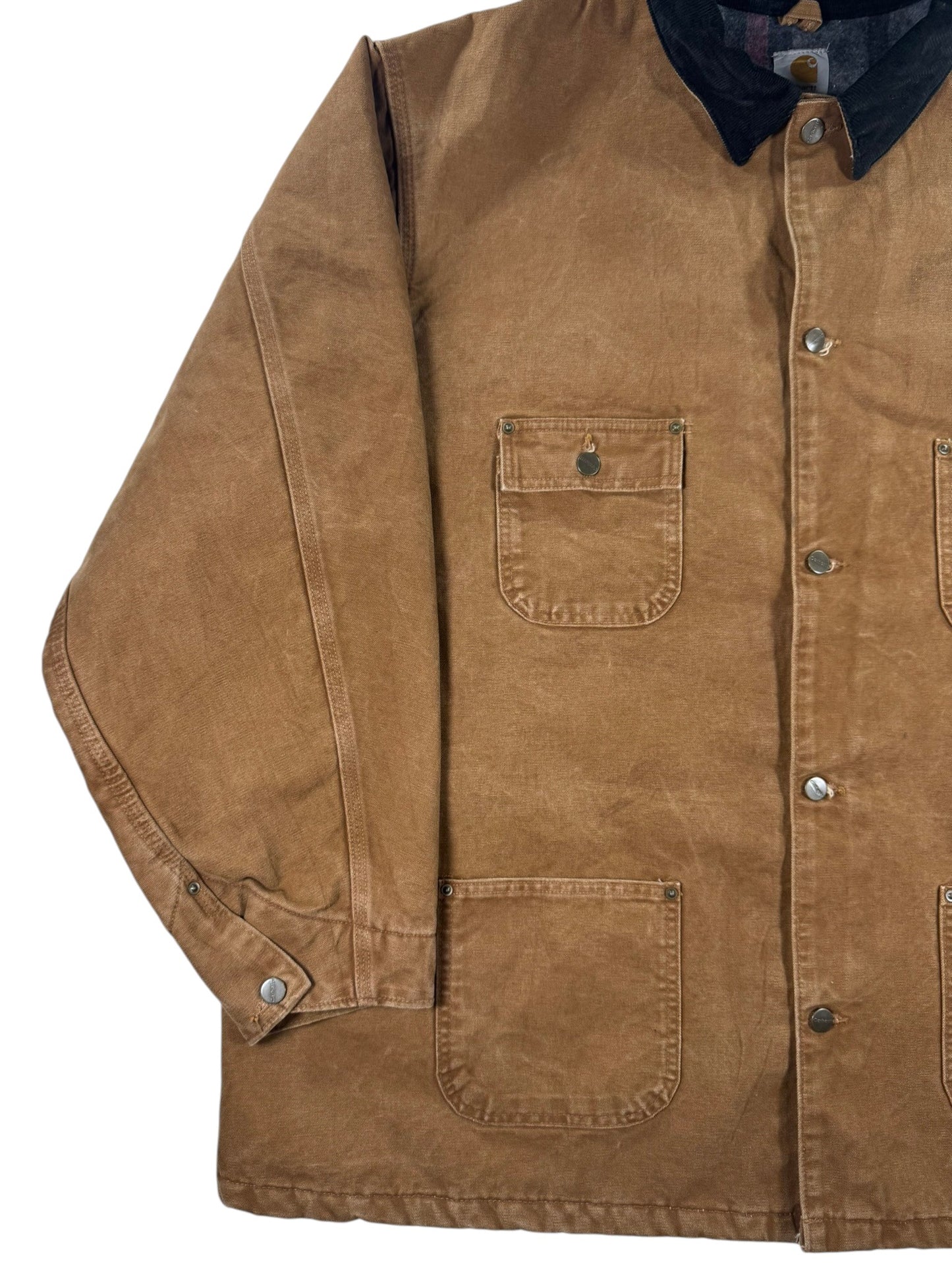 Vintage Carhartt C02 BRN Blanket Lined Chore Coat Jacket Mens Brown Sz. 4XL Tall
