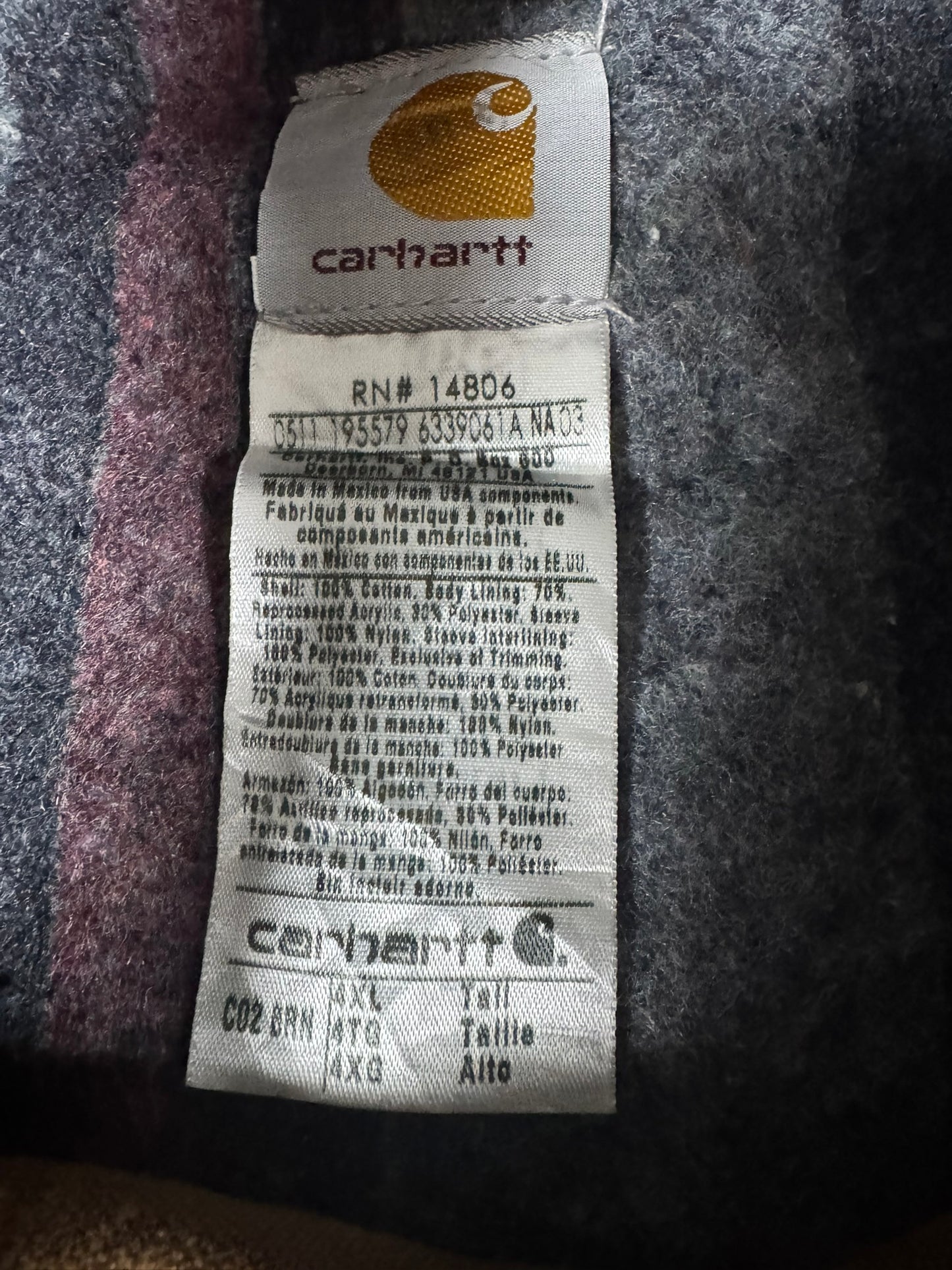 Vintage Carhartt C02 BRN Blanket Lined Chore Coat Jacket Mens Brown Sz. 4XL Tall