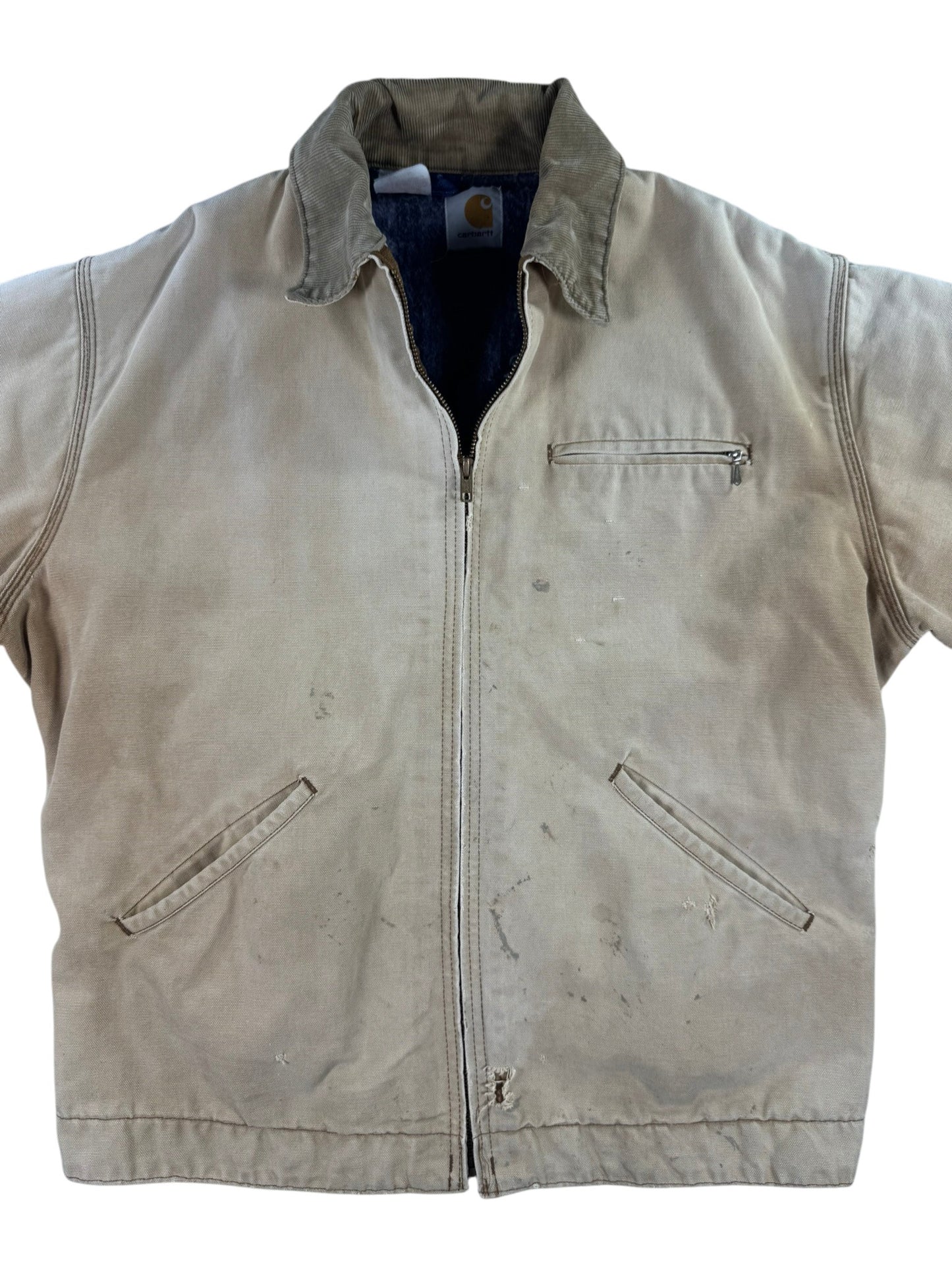 Vintage Carhartt Detroit Jacket J6BLJ Faded Distressed Brown Blanket Lined Men's L