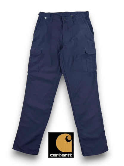 Vintage Carhartt  Flame Resistant 344-20 Cargo Carpenter Pants Navy Blue 33 L34