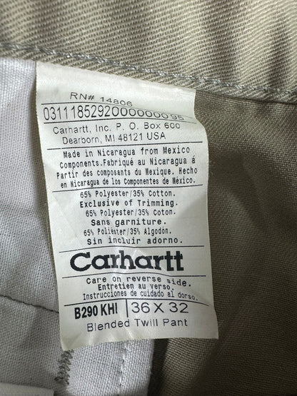 Carhartt Men's Relaxed Blended Twill Work Pants Cotton Beige Size 36x32 B290 KHI