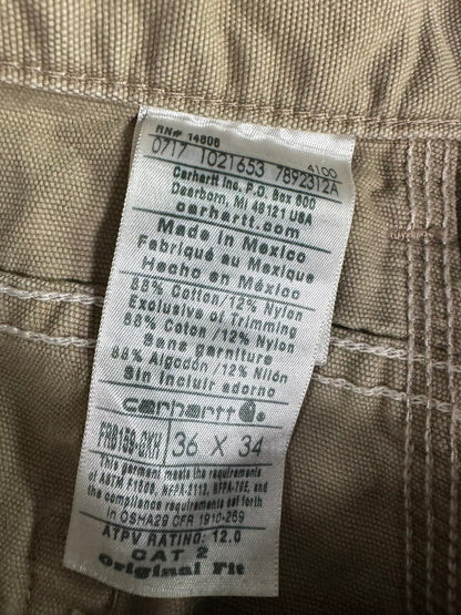 Carhartt Flame Resistant Work Pants Men's Size 36x34 FRB159 GKH Khaki Loose Fit