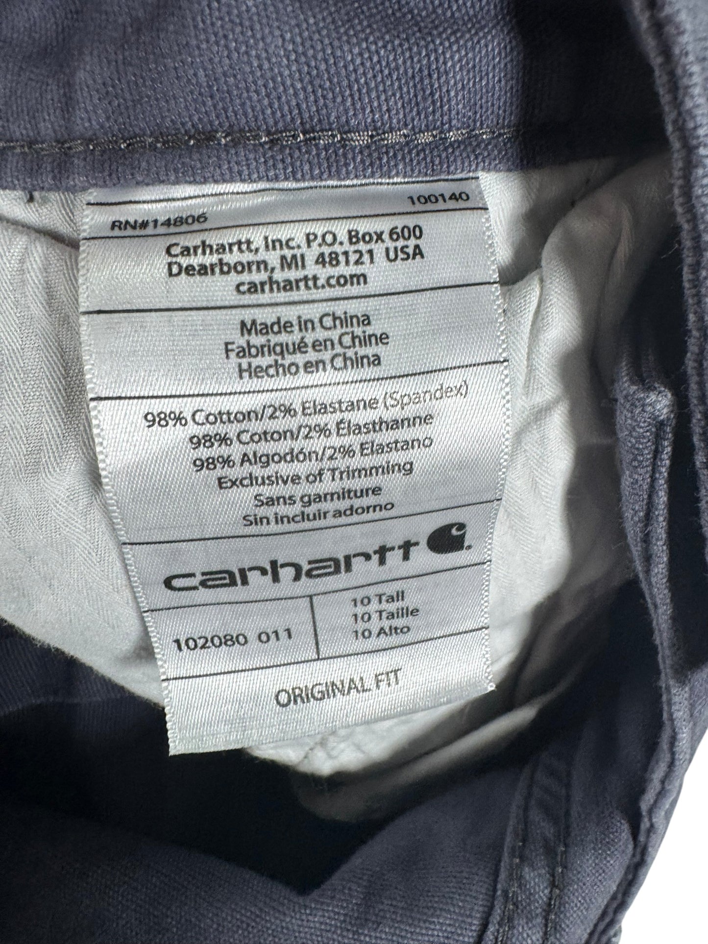 Carhartt Loose Fit 102080-011 Canvas  Carpenter Stretch Pants Women's Size 10T