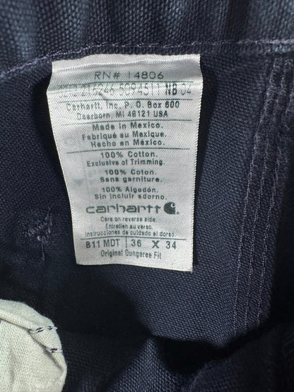 Carhartt Mens B11 MDT Midnight Navy Washed Duck Canvas Carpenter Work 36x30