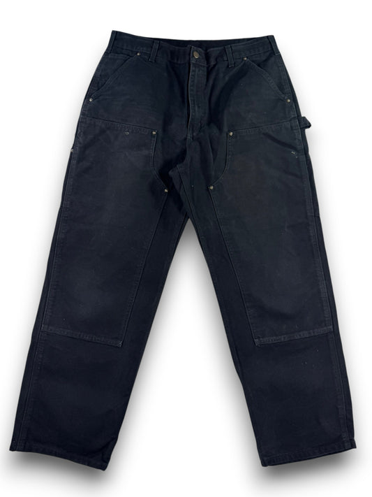 Carhartt B136 BLK Double Knee Canvas Work Pants Mens 36x30 (Fits 34x29)
