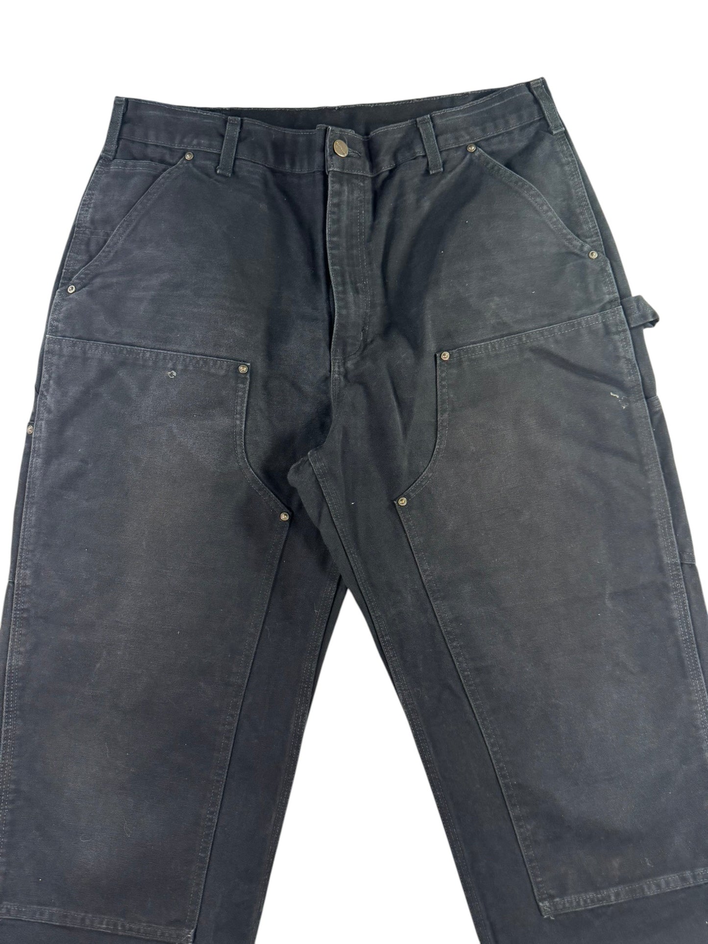 Carhartt B136 BLK Double Knee Canvas Work Pants Mens 36x30 (Fits 34x29)