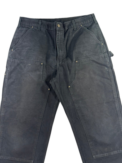 Carhartt B136 BLK Double Knee Canvas Work Pants Mens 36x30 (Fits 34x29)