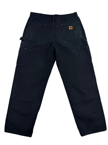 Carhartt B136 BLK Double Knee Canvas Work Pants Mens 36x30 (Fits 34x29)