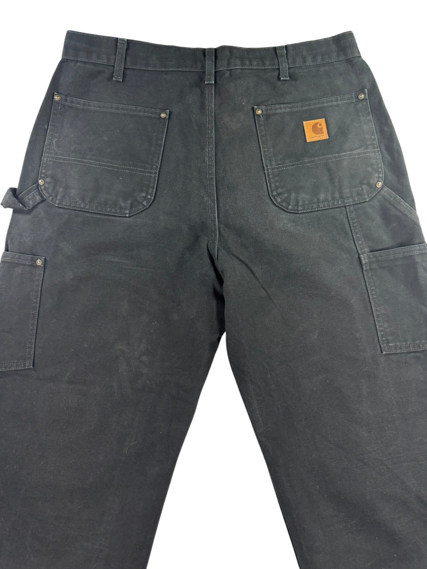 Carhartt B136 BLK Double Knee Canvas Work Pants Mens 36x30 (Fits 34x29)