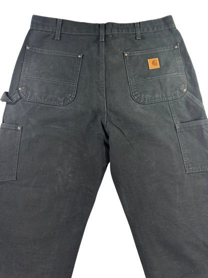 Carhartt B136 BLK Double Knee Canvas Work Pants Mens 36x30 (Fits 34x29)