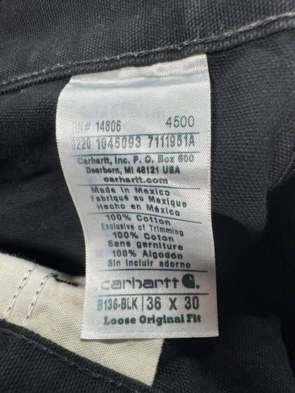 Carhartt B136 BLK Double Knee Canvas Work Pants Mens 36x30 (Fits 34x29)