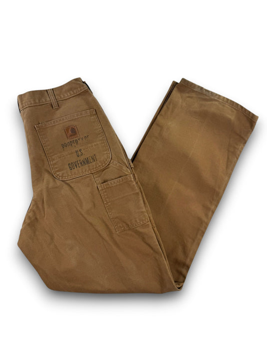 Carhartt B11 BRN Carpenter Pants Brown Duck Canvas Work Trousers Men's 34x35