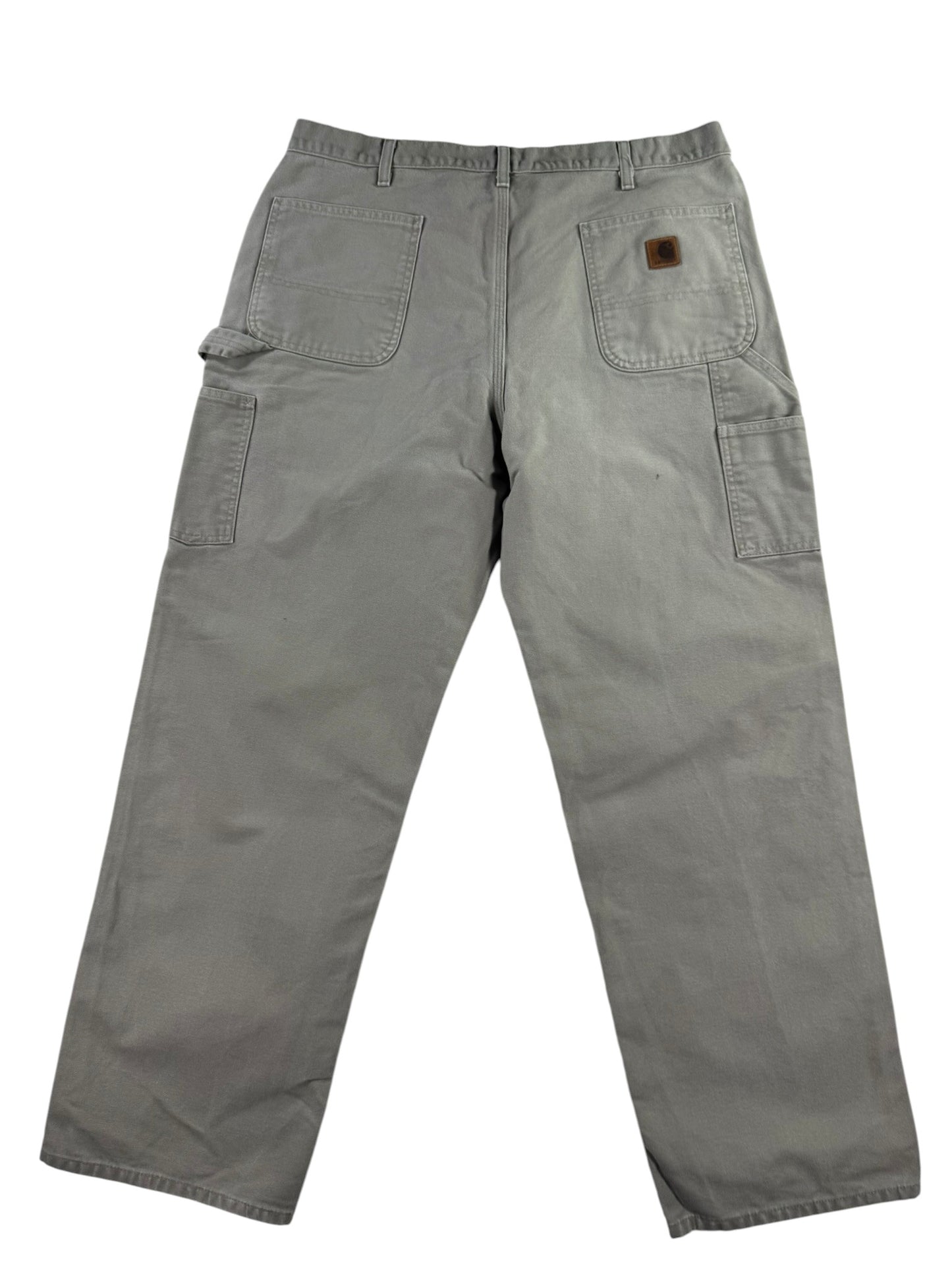 Carhartt B11 DES Mens 38x30 Beige Utility Work Loose Fit Washed Duck Carpenter Pants