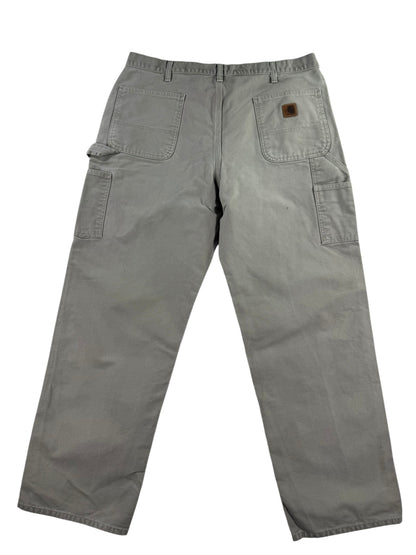 Carhartt B11 DES Mens 38x30 Beige Utility Work Loose Fit Washed Duck Carpenter Pants