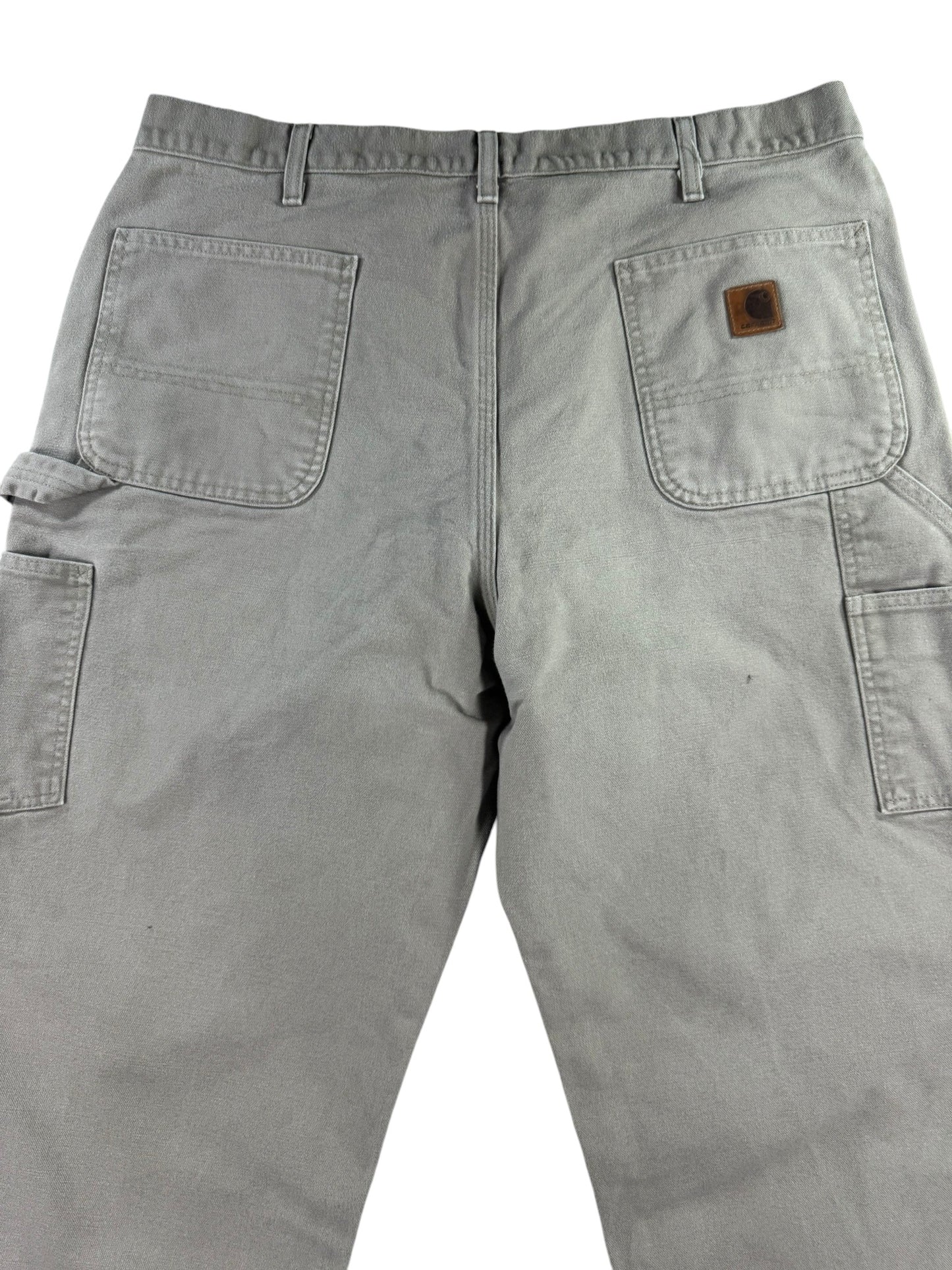 Carhartt B11 DES Mens 38x30 Beige Utility Work Loose Fit Washed Duck Carpenter Pants