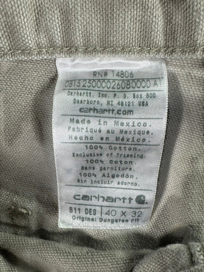 Carhartt B11 DES Mens 38x30 Beige Utility Work Loose Fit Washed Duck Carpenter Pants