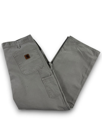 Carhartt B11 DES Mens 38x30 Beige Utility Work Loose Fit Washed Duck Carpenter Pants