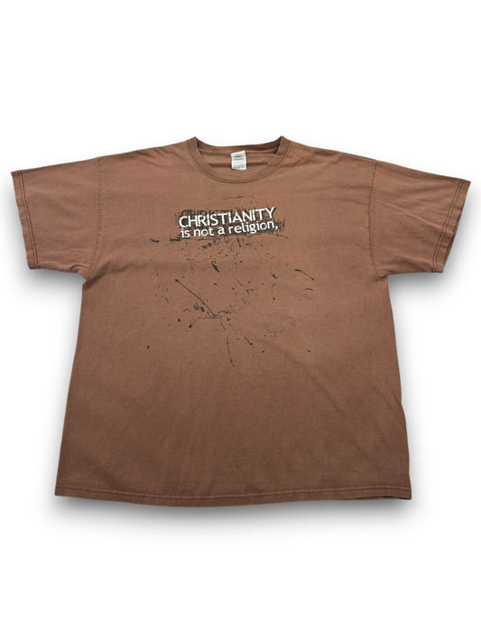 Christianity Is Not a Religion Y2K Grunge Style Jesus/Christian Slogan Tee (2XL)