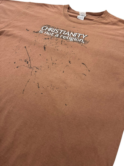 Christianity Is Not a Religion Y2K Grunge Style Jesus/Christian Slogan Tee (2XL)