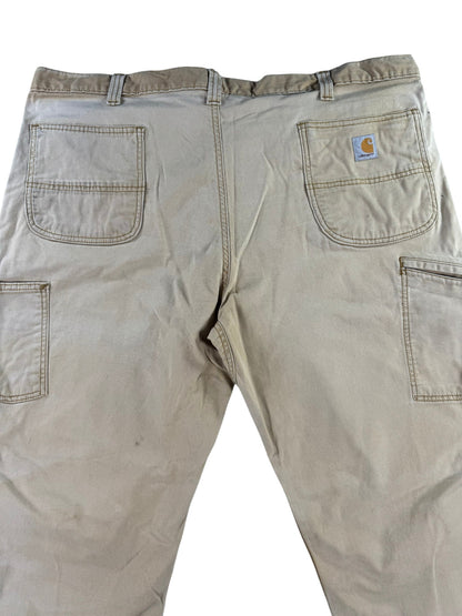 Carhartt Double Knee Pants Mens 44x30 Sun Faded Tan Distressed Relaxed Fit Flex