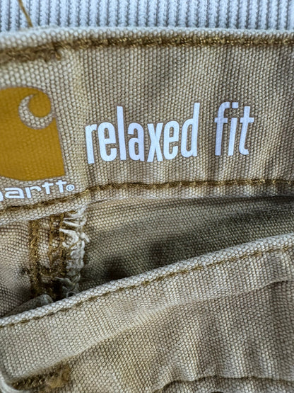 Carhartt Double Knee Pants Mens 44x30 Sun Faded Tan Distressed Relaxed Fit Flex