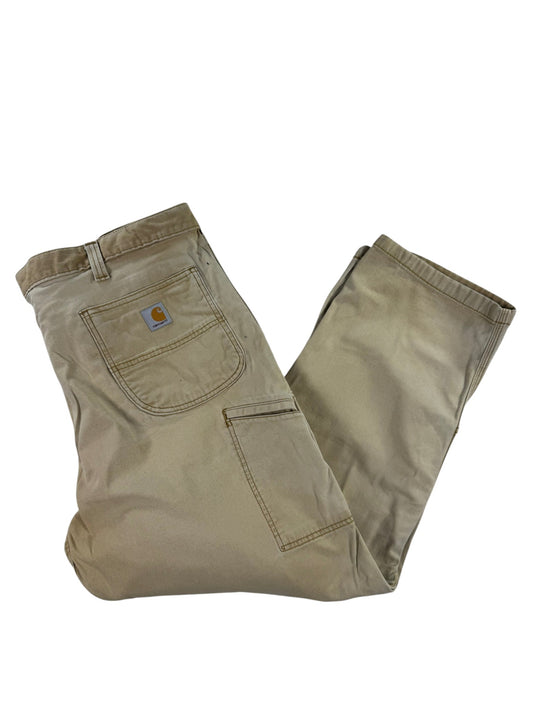 Carhartt Double Knee Pants Mens 44x30 Sun Faded Tan Distressed Relaxed Fit Flex