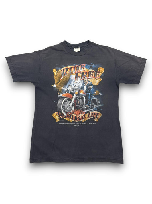 Vintage Kerusso “Ride Free to Eternal Life” Christian Biker Jesus Tee (L)