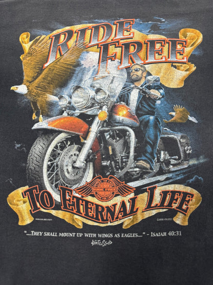 Vintage Kerusso “Ride Free to Eternal Life” Christian Biker Jesus Tee (L)