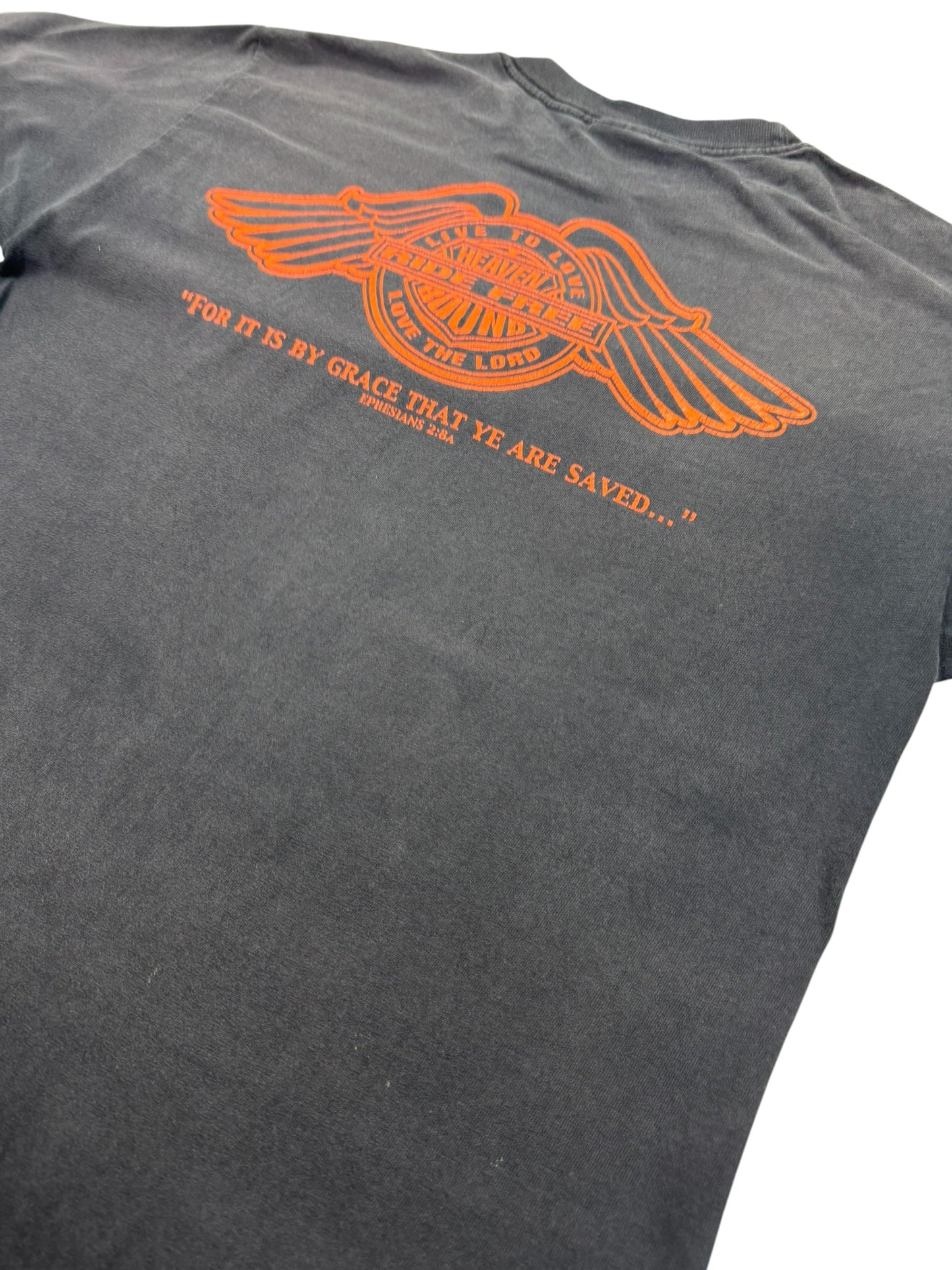 Vintage Kerusso “Ride Free to Eternal Life” Christian Biker Jesus Tee (L)