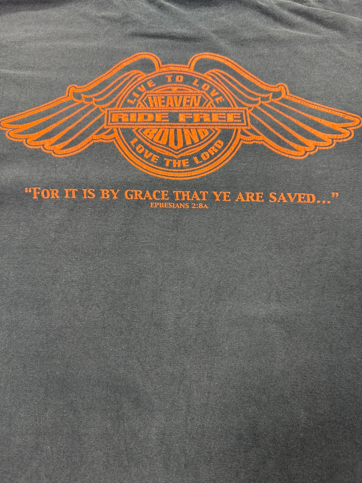 Vintage Kerusso “Ride Free to Eternal Life” Christian Biker Jesus Tee (L)