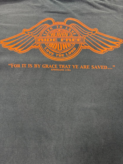 Vintage Kerusso “Ride Free to Eternal Life” Christian Biker Jesus Tee (L)