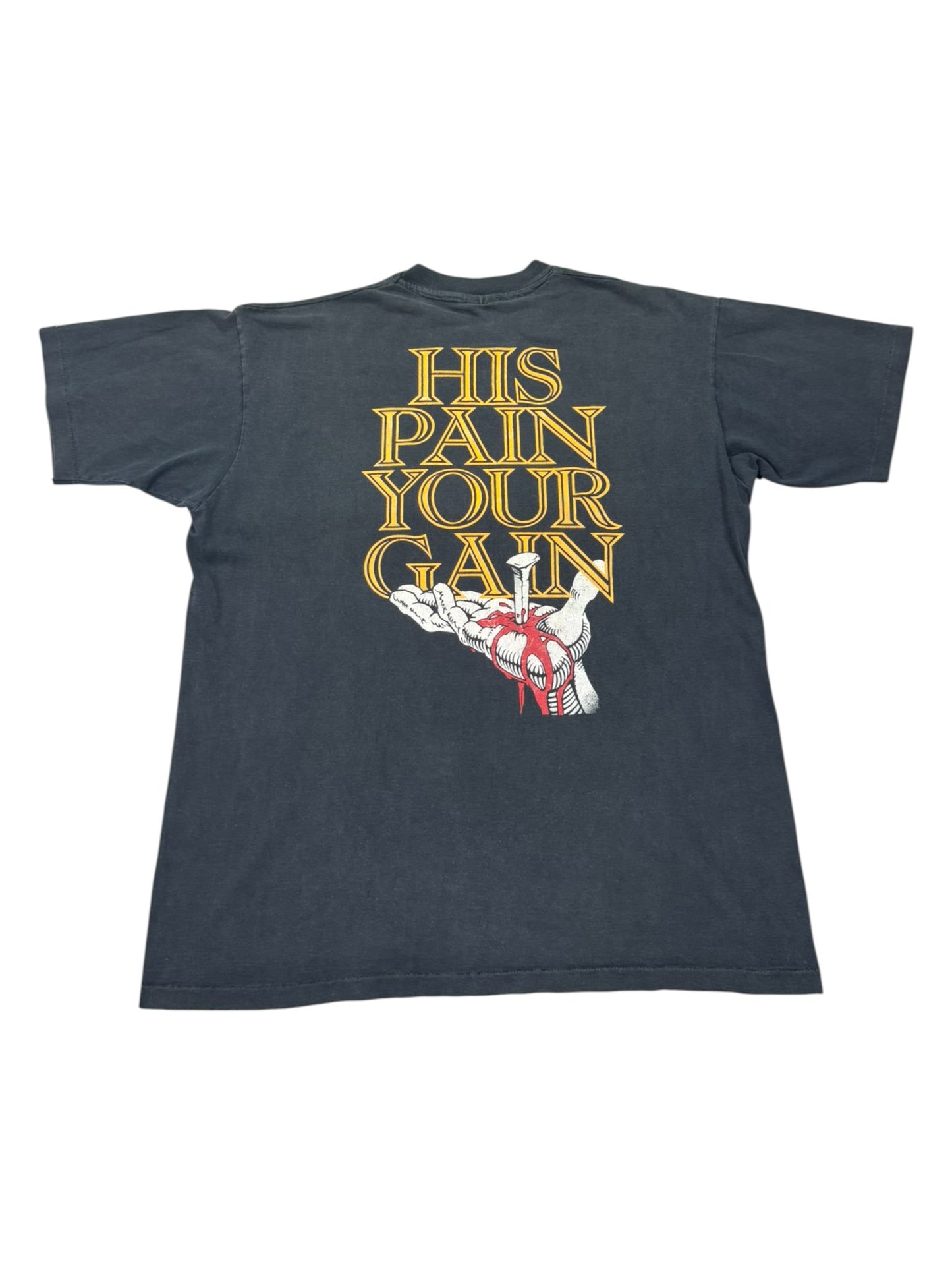 Fader Vintage Lord’s Gym “His Pain Your Gain” Single Stitch Jesus Tee (XL)