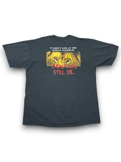 Vintage Christian Persecution Lion Jesus Pocket Tee (XL)