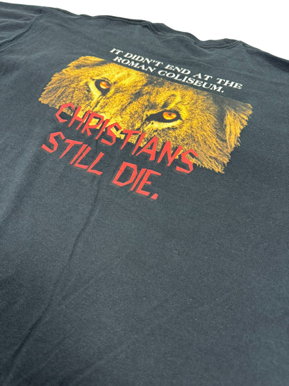 Vintage Christian Persecution Lion Jesus Pocket Tee (XL)
