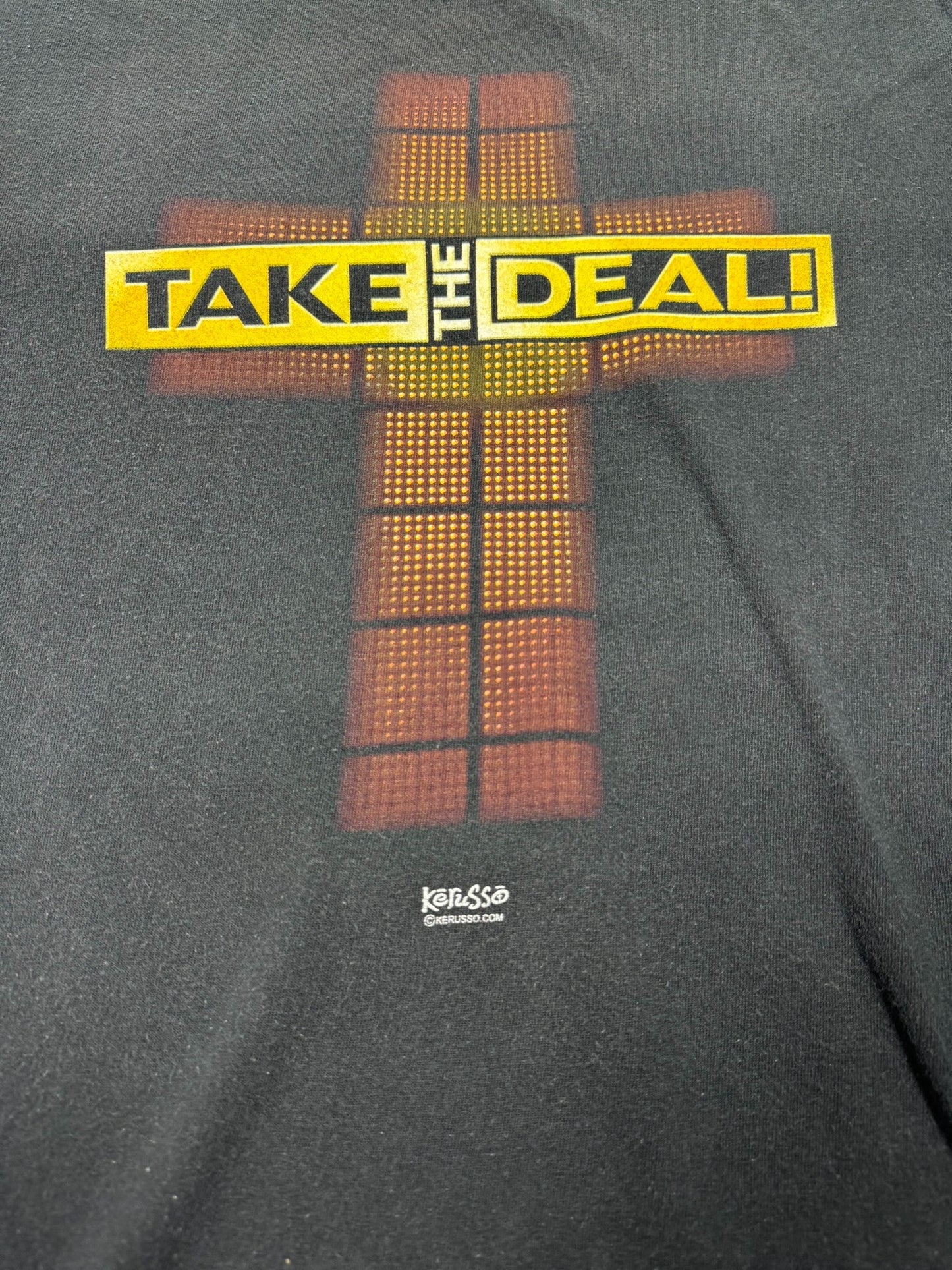 Vintage Kerusso “Eternal Life / Take the Deal” Deal or No Deal Parody Jesus Tee (L)