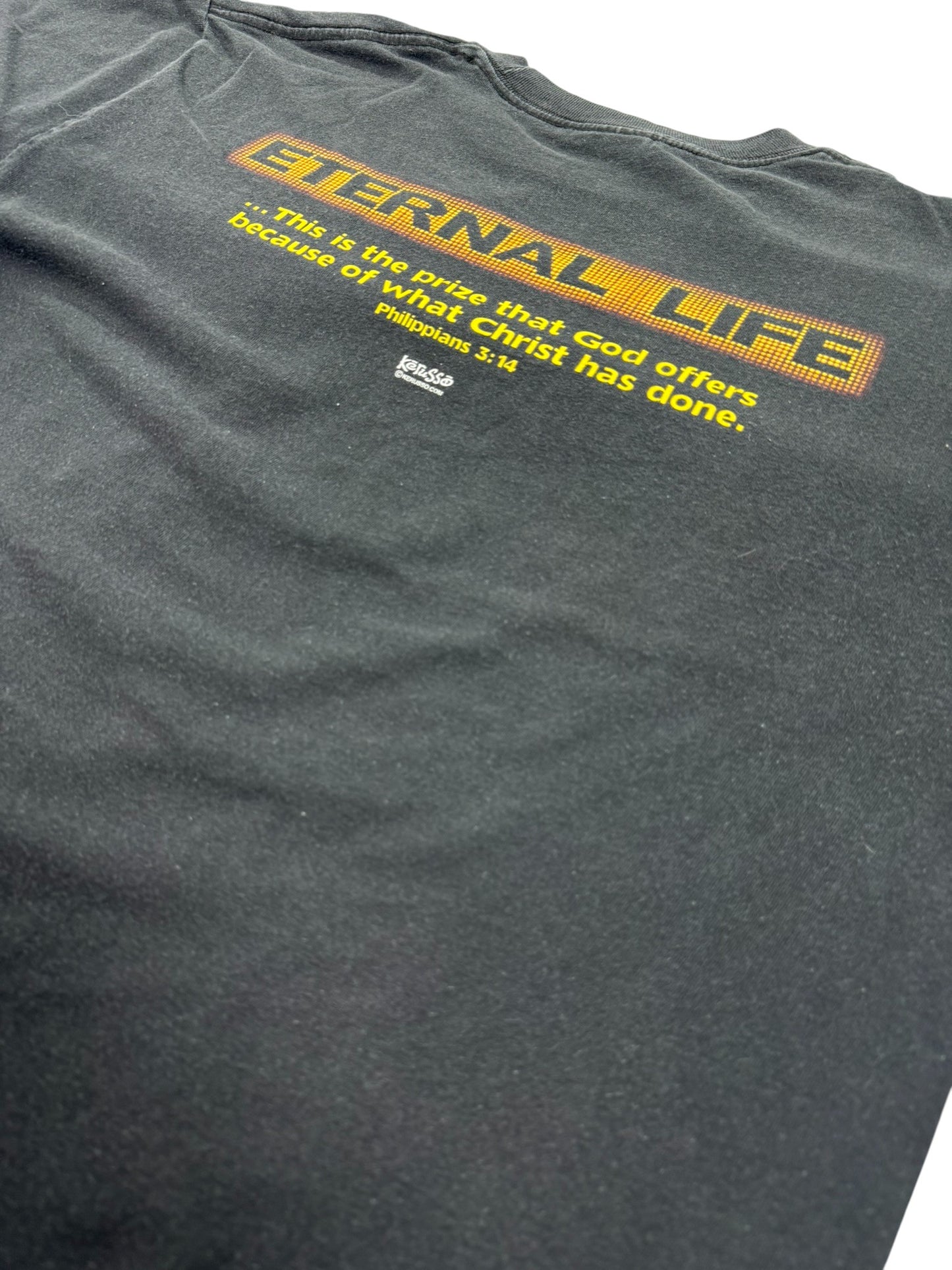 Vintage Kerusso “Eternal Life / Take the Deal” Deal or No Deal Parody Jesus Tee (L)
