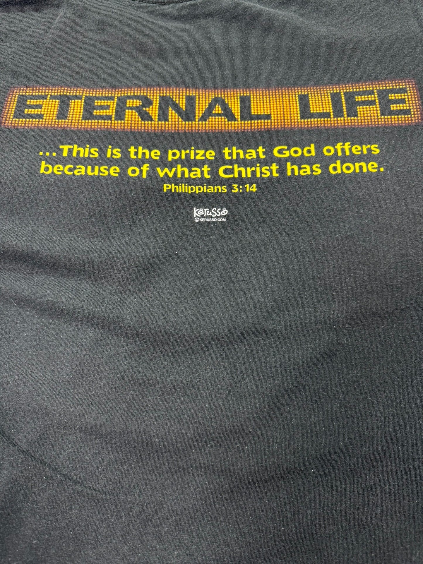 Vintage Kerusso “Eternal Life / Take the Deal” Deal or No Deal Parody Jesus Tee (L)