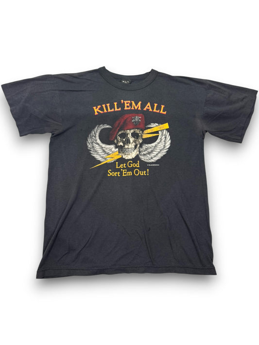 Fader Vintage 1896 Kill ’Em All Skull Single Stitch Jesus Tee (L)