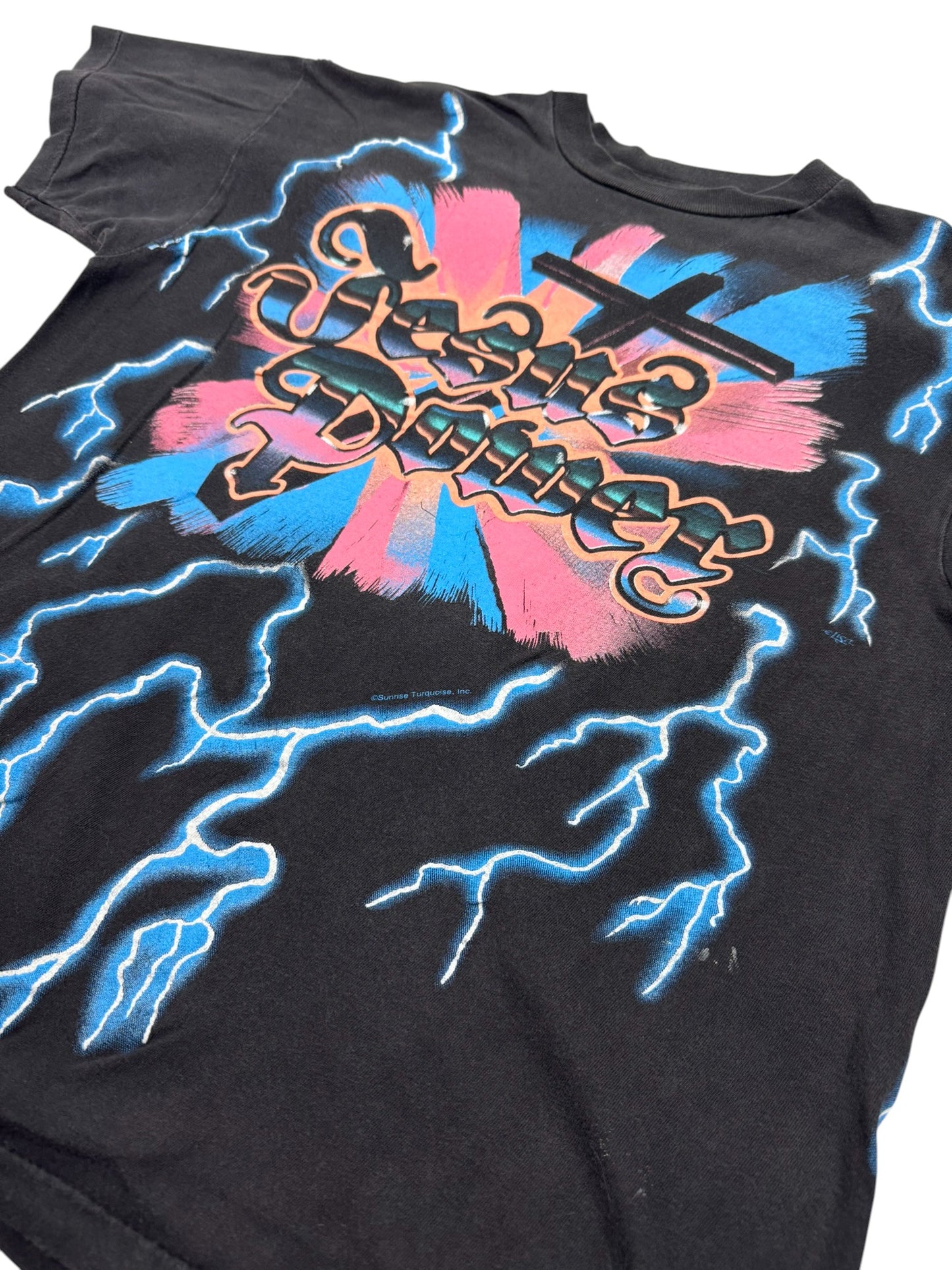 Vintage Jesus Power Lightning AOP Single Stitch Jesus Tee Grail (L)