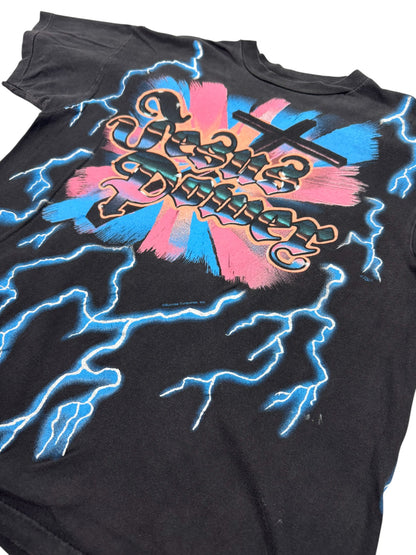Vintage Jesus Power Lightning AOP Single Stitch Jesus Tee Grail (L)