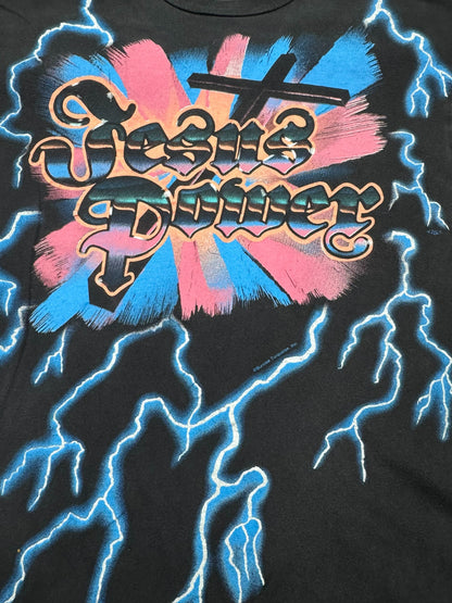Vintage Jesus Power Lightning AOP Single Stitch Jesus Tee Grail (L)