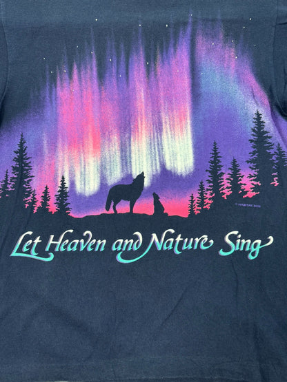 Vintage Habitat “Let Heaven and Nature Sing” Aurora Wolf Single Stitch Jesus Tee (M)