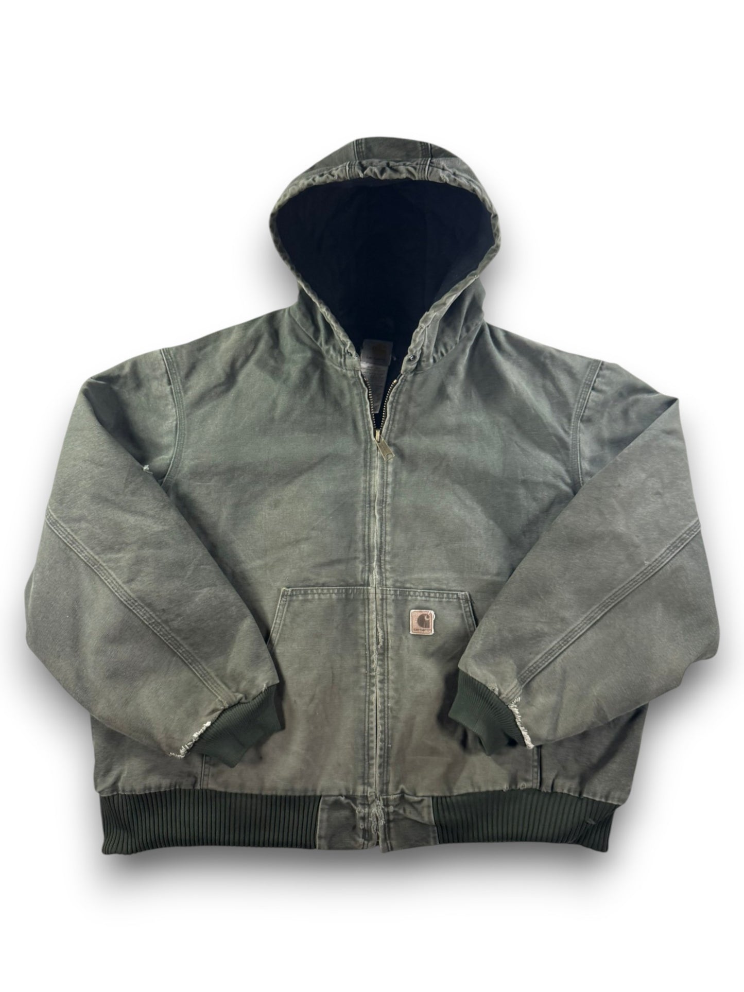 Vintage Carhartt J130 MOS Green Active Jacket Duck Canvas Quilt Lined Size 2XL