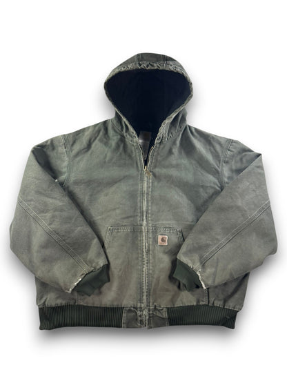 Vintage Carhartt J130 MOS Green Active Jacket Duck Canvas Quilt Lined Size 2XL