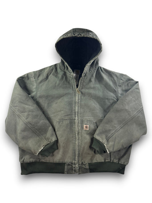 Vintage Carhartt J130 MOS Green Active Jacket Duck Canvas Quilt Lined Size 2XL