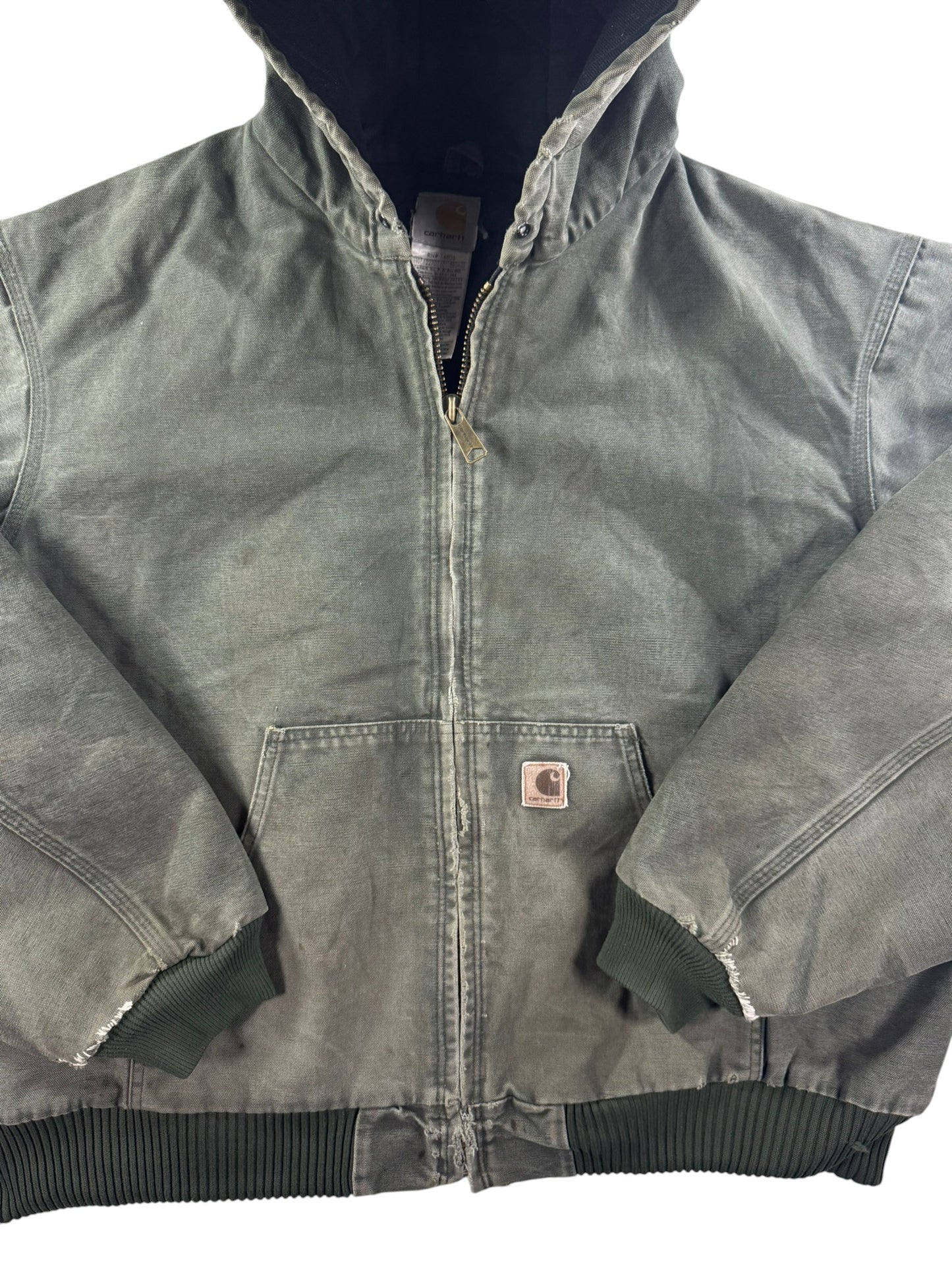 Vintage Carhartt J130 MOS Green Active Jacket Duck Canvas Quilt Lined Size 2XL