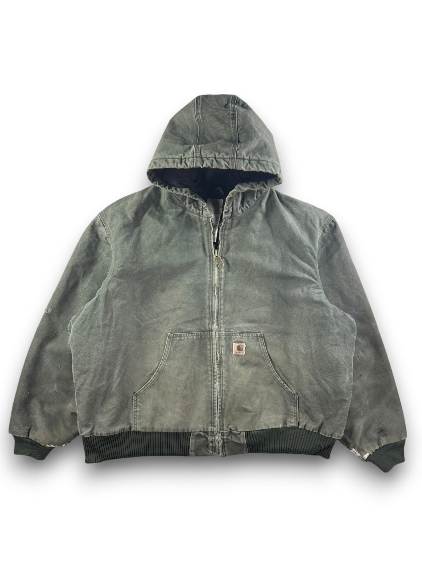 Vintage Carhartt J130 MOS Green Active Jacket Duck Canvas Quilt Lined Size 2XL